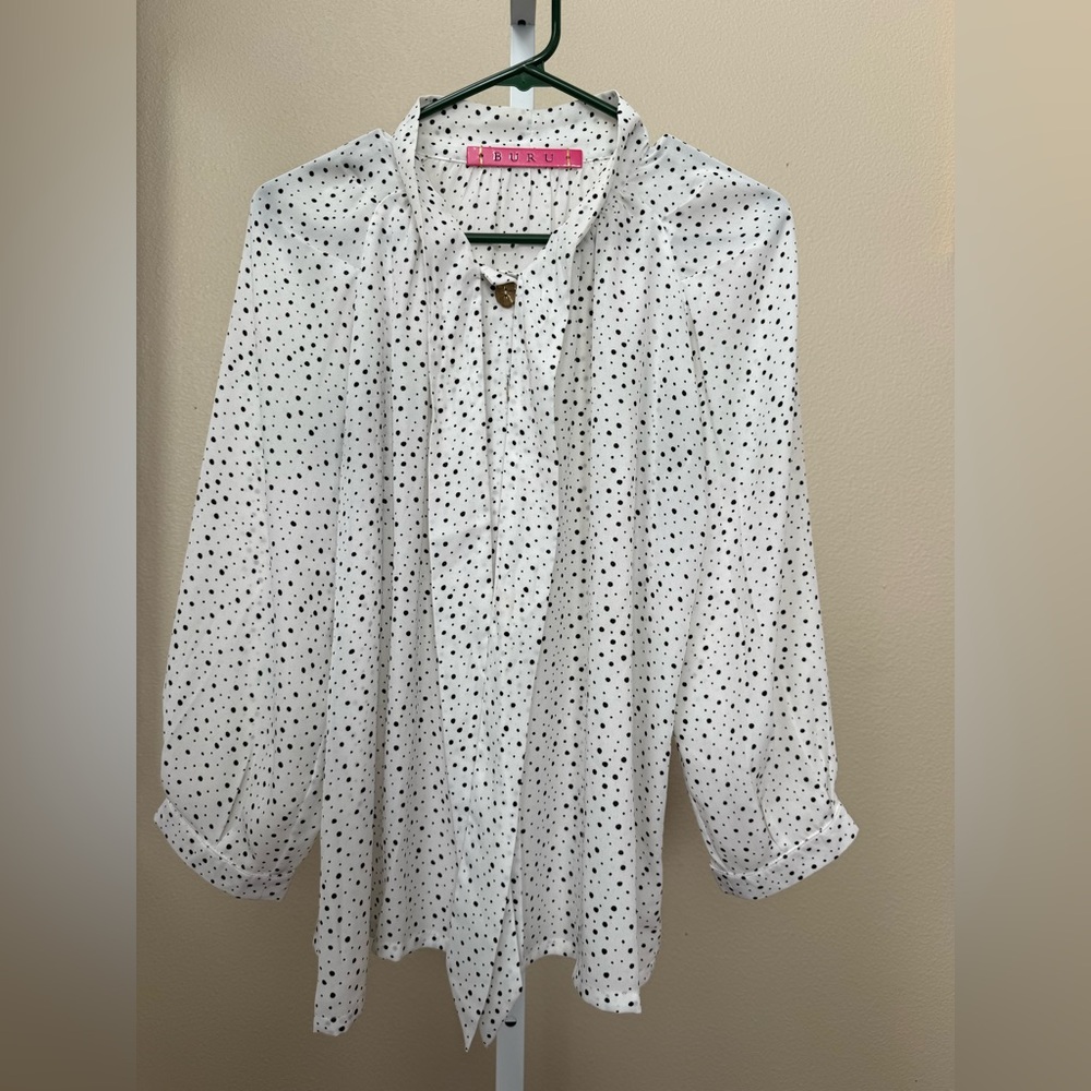 Buru Bow Blouse polka dots size S